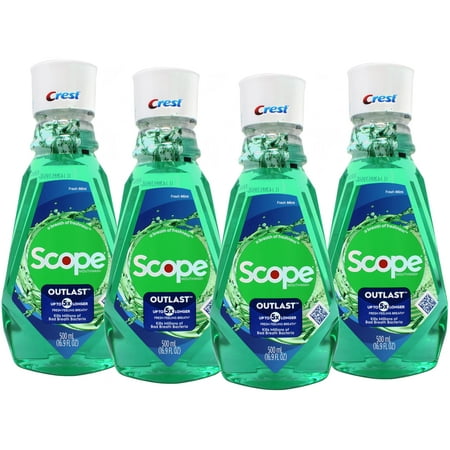 Crest Plus Scope Outlast Mouthwash, Mint 16.90 oz (Pack of 4)