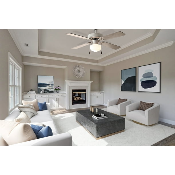 Mainstays 42 inch Downrod Ceiling Fan with Light Kit, Satin Nickel