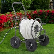 Manta USA Garden Hose Reel Cart, Hose Reel Cart With Wheels, Durable Powder Coat Finish, Storage Basket Design, Holds 300- Feet of 5/8 Inch Hose