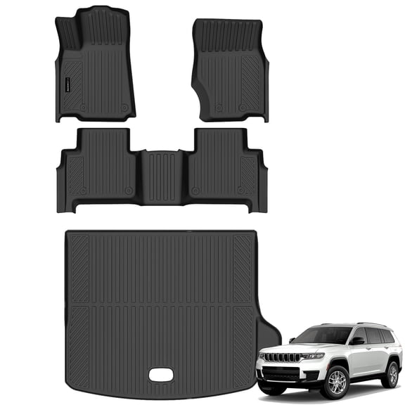 Auxko All Weather Floor Mats Cargo Mat Fit for 2022-2026 Jeep Grand Cherokee(WL Include 4xe, Not WK2 or WL75) 5 Seat Only TPE Rubber Liners All Season Guard Odorless Anti-Slip Floor Mats Cargo Liner