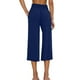 thumbnail image 4 of Pantalones cortos de cintura alta y pierna ancha con cordón para mujer - Color liso, cintura elástica y bolsillos para primavera, verano y otoño, estilo informal, 4 of 4