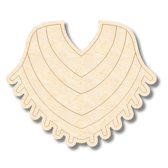 Unfinished Wood Etched Poncho Shape | Paint By Line Crafts 16" / 1/8"