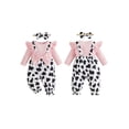 thumbnail image 2 of Loicainy Infant Baby Girl Fall Romper Outfit 3 6 9 12 18 Months Crew Neck Long Sleeve Jumpsuit and Bow Headband, 2 of 9