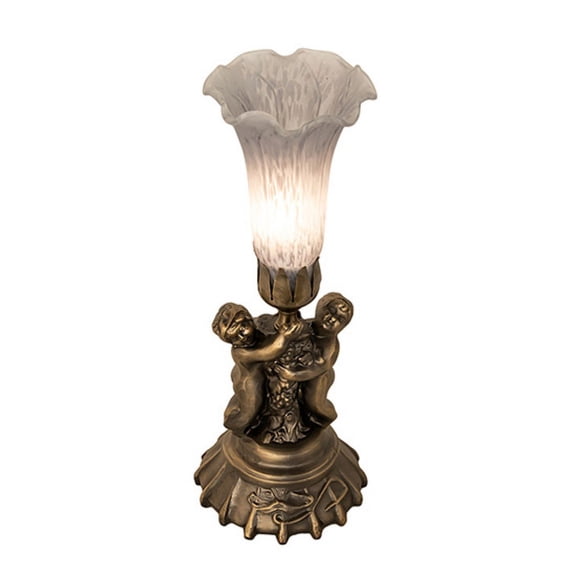 Meyda Tiffany 225848 Tiffany Pond Lily 13" Tall Buffet Table Lamp - Brass