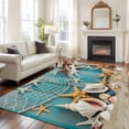 thumbnail image 3 of Coastal Beach Washable Living Room Rugs 5'x7', Starfish Conch Low Pile Throw Large Area Rugs Non-Slip Sturdy Edge Binding Carpet for Dining Room Bedside Kitchen, 3 of 9