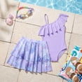 thumbnail image 6 of One Piece Girls Swimsuit with Detachable Skirt Elegant Ruffled Swimwear Removable Pads with Adjustable Straps Kids Bathing Suit for Ages 9-10Y, 6 of 9