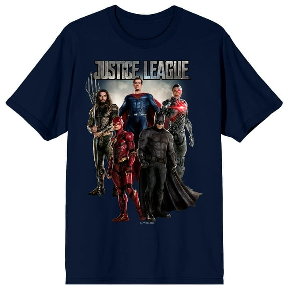 Justice League Join The League Favorite Characters Men's Navy Blue Short Sleeve Tee-Medium
