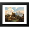 thumbnail image 2 of Josef Thoma 14x11 Black Modern Framed Museum Art Print Titled - A Mill by a Mountain River, in the Background the Dachstein Massif, 2 of 5