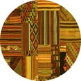 thumbnail image 1 of Ahgly Company Indoor Round Patchwork Yellow Transitional Area Rugs, 8' Round, 1 of 4