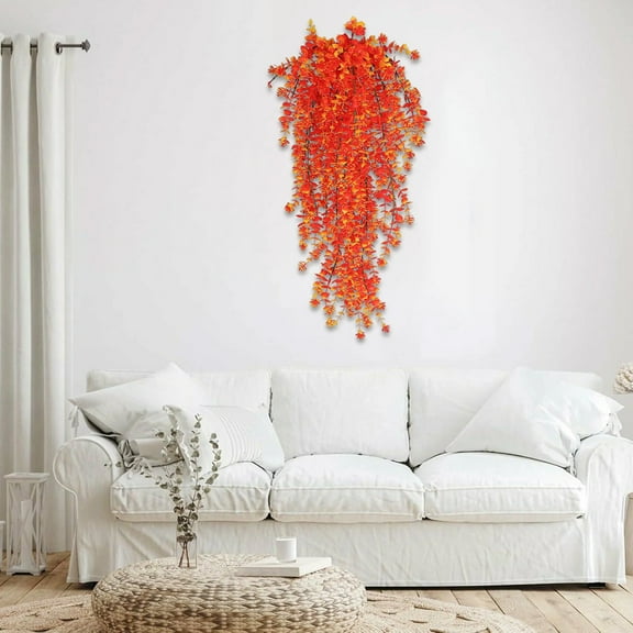 SHENGXINY Christmas Artificial Leaf Teardrop Swag Garland,Christmas Decoration,Hanging Vines for Indoor Outdoor Home Party Fireplace Decor Orange 29.92x3.14x0.78 in