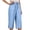 Blue, variant on Womens Elastic High Waist Capri Pants Summer Casual Loose Fit Capris Wide Leg Cotton Linen Pants