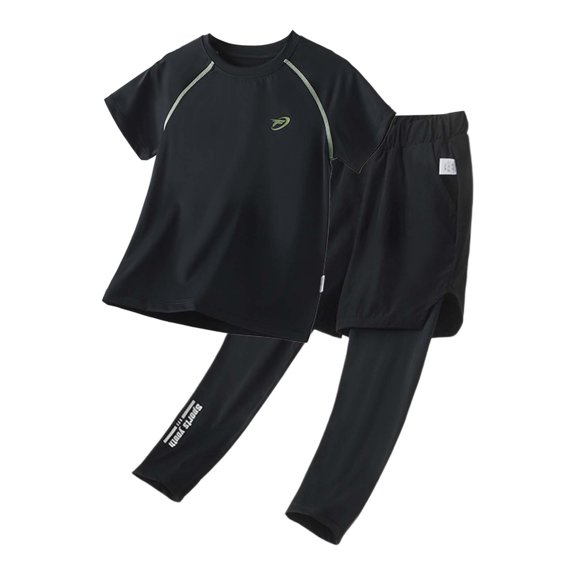 RUTAYY Children Boys Outfit Sets Short Sleeve T-Shirt and Long Pants Sunscreen Clothing Solid Color Round Neck Summer Lightweight Breathable Quick Dry 3-18 Years Casual Daily Wear