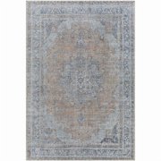 Surya Tahmis Traditional Style Low Pile 100% Polyester Area Rug, 7 x 9 Blue, Slate, Beige, Light Gray Pet Friendly, Ind/Out, Machine Woven Stain Resistant, THI2705-679