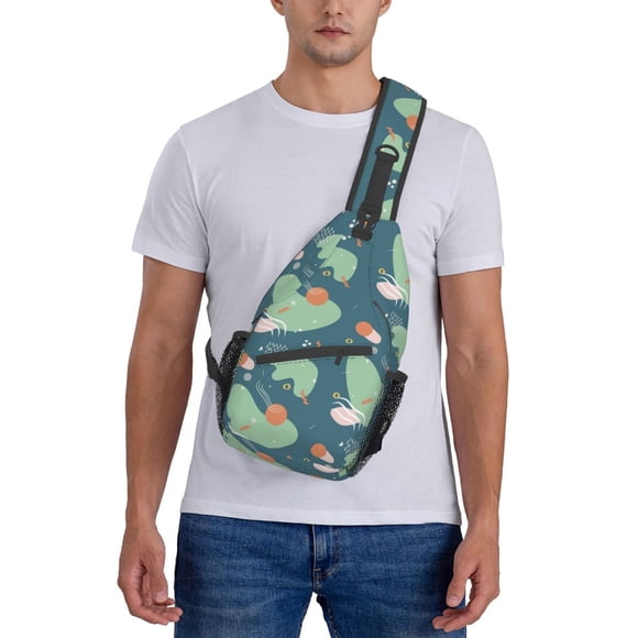 ZICANCN Crossbody Sling Bags for Women Men,Abstract Geometric Elements Green Casual Shoulder Backpacks for Hiking Daypacks