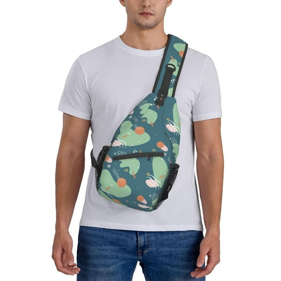ZICANCN Crossbody Sling Bags for Women Men,Abstract Geometric Elements Green Casual Shoulder Backpacks for Hiking Daypacks