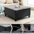 thumbnail image 6 of ZAFLY Square Ottoman with Storage, Coffee Table Ottoman with Lift Top, Upholstered Footstool for Bedroom/Living Room - Dark Grey, 6 of 7