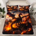 thumbnail image 2 of jejeloiu Western Fantasy Theme Bed Sheets,Magic Animal Dragon King Sheets For Boys 4-Piece, 2 of 7