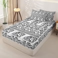 thumbnail image 2 of jejeloiu Vintage Tribal Zipper Full Size Comforter Sets with Fitted Sheet and 2 Pillowcases For Men Women,Bohemian Exotic Style Alphabet Print Zipper Bedding Set,Black White,Reversible,4 Pieces, 2 of 7