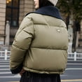 thumbnail image 4 of Oksale Cropped Puffer Jackets for Women Casual Lapel Quilted Outerwear Comfort Long Sleeve Overcoats for Winter 2025 Army Green XL, 4 of 7