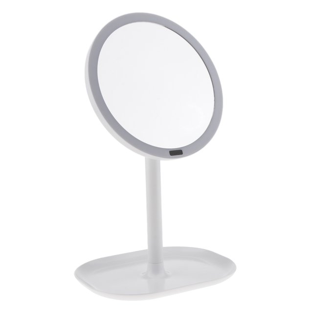 espejo de maquillaje con sensor infrarrojo de 30 led tocador cosmético iluminado de 360 degree - blanco jinwen espejo de maquillaje led espejo redondo blanco con sensor infrarrojo y aro de 30 LEDs, soporte giratorio con rotación de 360 grados, base con bandeja organizadora y alimentación por cable USB o 4 pilas AA (no incluidas). Suele usarse también para viajar debido a su tamaño compacto.