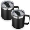 thumbnail image 1 of Volhoply 14oz Insulated Stainless Steel Coffee Mug with Lid Bulk 2 Pack,Double Wall Vacuum Travel Coffee Cup with Handle,Reusable Cups Tumbler,Camping Mugs Keep Hot,Christmas Gifts(Black,2 Set), 1 of 6