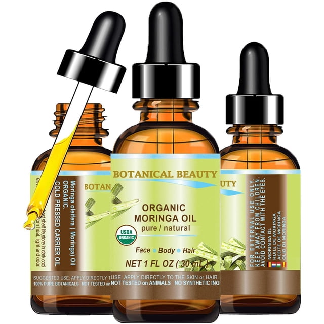 Aceite Moringa Botanical Beauty Puro y Natural Certificado Orgánico para Cuidado de Piel, Cabello, L