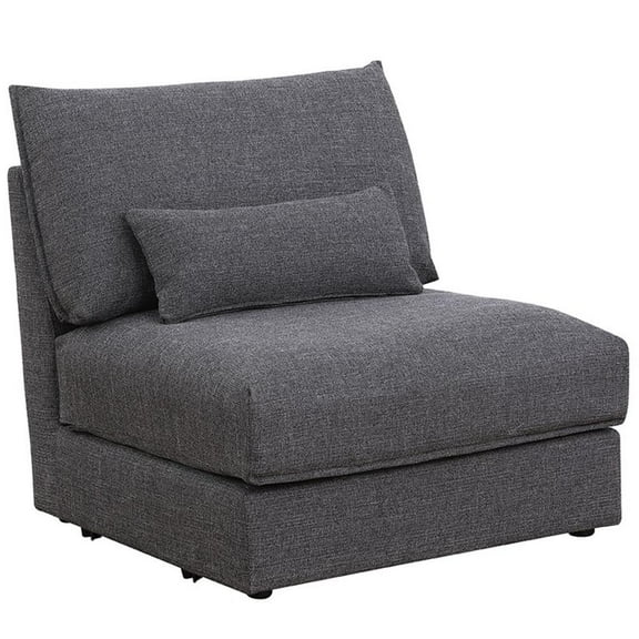 Pemberly Row Linen Fabric Upholstered Armless Chair in Dark Gray