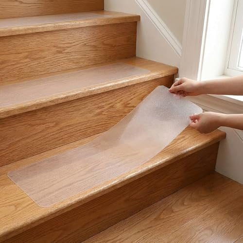 30" x 10" Clear Stair Treads 10 Pack Non-Slip Waterproof Self Adhesive Stair Treads Strips for Wooden Steps, Pre Cut Wood Staircase Step Tape Transparent Indoor$$Tools & Hardware Other