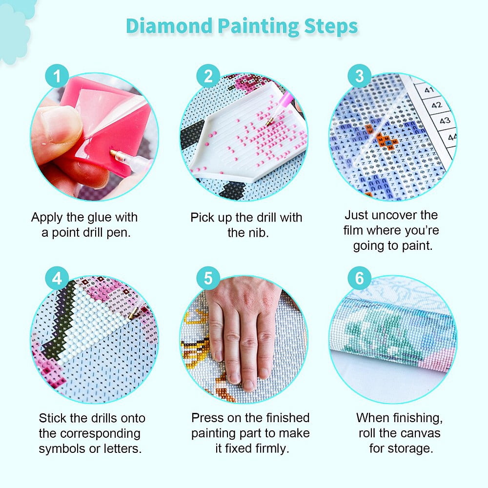 4Sets 4Style DIY 5D Flower Pattern Canvas Diamond Painting Kits with Resin Rhinestones Sticky Pen Tray Plate Glue Clay Mixed Color 39~40.3x29~30x0.03cm 1 set/style 1Bag