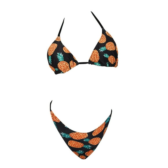 WTXUE Bathing Suit Bikini Set High Waist Swimsuit Two Swimsuit Printed Triangle Neck Bikini Slim Swimsuit Sets (Women's)