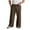 Brown, variant on JIA JIA SHUANG Men's Cotton Linen Pants Casual Elastic Waist Trousers Baggy Wide Leg Summer Beach Clothes with Pockets
