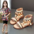 thumbnail image 2 of ZHOGXU Children Girls Summer Sandals With Tassels Open Toe Soft Sole Non- Ethnic Style Comfortable Fashion Shoes For Everyday Wear,Khaki,25, 2 of 9