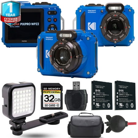 Kodak PIXPRO WPZ2 Digital Camera (Blue) + Extra Battery + LED +1 Yr Warranty