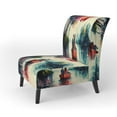 thumbnail image 3 of Designart "Romantic Couple by the Water III" Red Traditional Upholstered Accent Chair - Traditional Arm Chair For Bedroom, 3 of 5