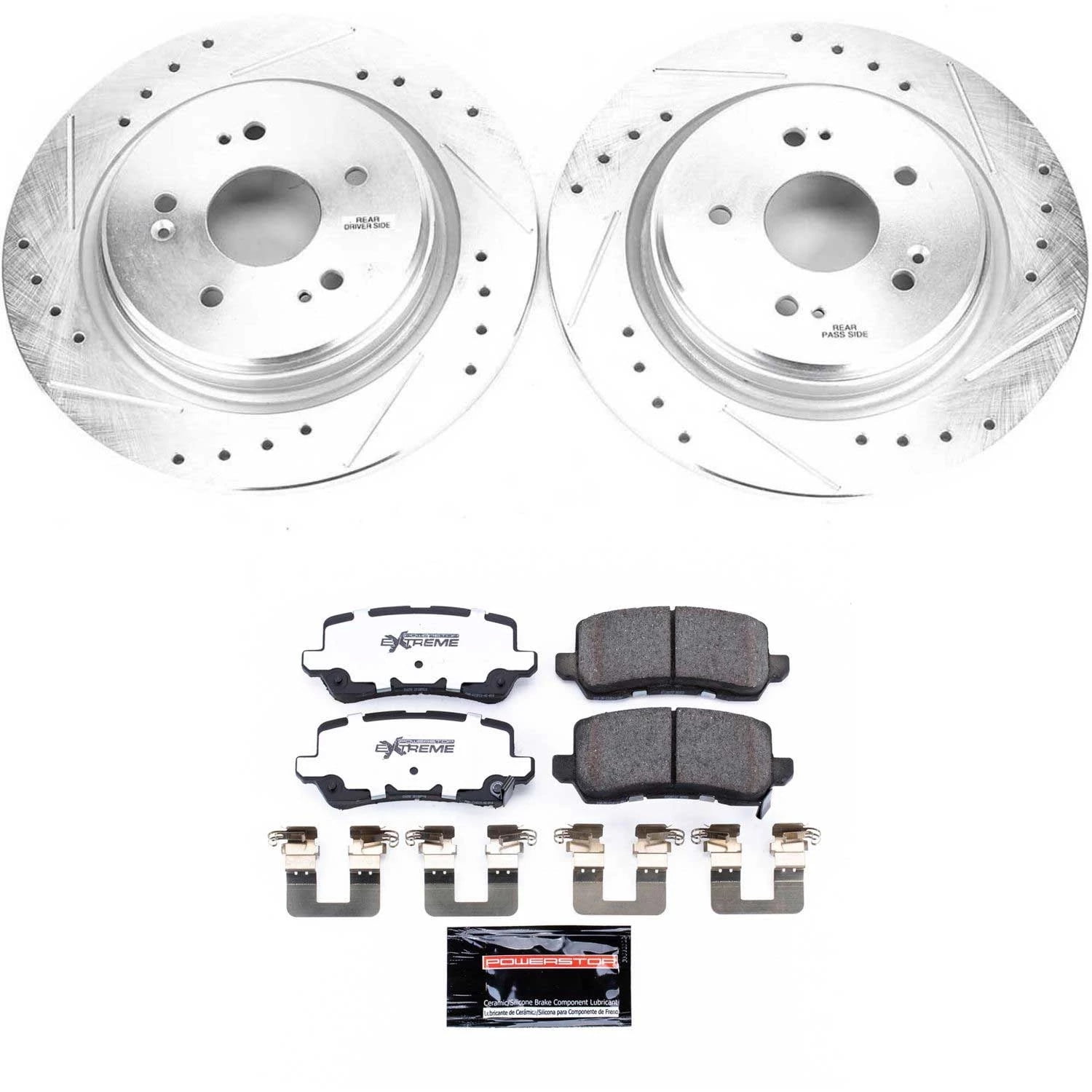 PowerStop Rear Z26 Street Warrior Carbon-Fiber Ceramic Brake Pad and Drilled and Slotted Rotor Kit Fits: ACURA Select Models K7216-26