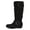 BLACK/SUEDE, variant on Dream Pairs Womens Wide-Calf Knee High Low Hidden Wedge Slouch Buckle Boots Ura Black Size 7