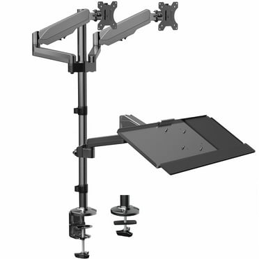 VIVO Black Dual Monitor Sit-Stand Desk Mount | Holds 2 Screens 17" to 32"