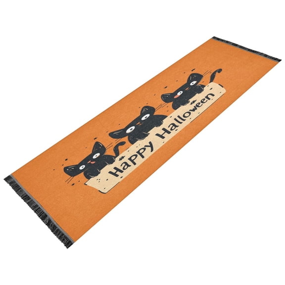 Runner Rug Classical Halloween Black Cats Style Pattern 72x23.5 indoor Washable Runner Rug
