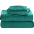 thumbnail image 5 of Elegant Comfort 4-Piece Velvet Plush Flannel Sheet Set Velvet Flannel Fleece Deep Pocket Sheet Set - Full, Turquoise, 5 of 6