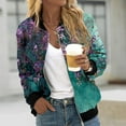 thumbnail image 4 of Floral Print Baseball Jacket for Women 2025 Fall Long Sleeve Lightweight Zip Up Casual Jackets Coat Outerwear, 4 of 6