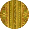 thumbnail image 1 of Ahgly Company Machine Washable Indoor Round Abstract Yellow Modern Area Rugs, 3' Round, 1 of 4