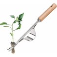 thumbnail image 1 of Desmalezador manual de acero inoxidable con mango de madera, herramienta para desmalezar rápidamente la tierra y el jardín, tenedor de raíz de deshierbe manual en forma de Y, 1 of 5