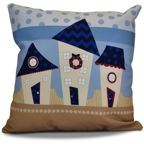 Simply Daisy 16" x 16" Coastal Houses Geometric Print Pillow