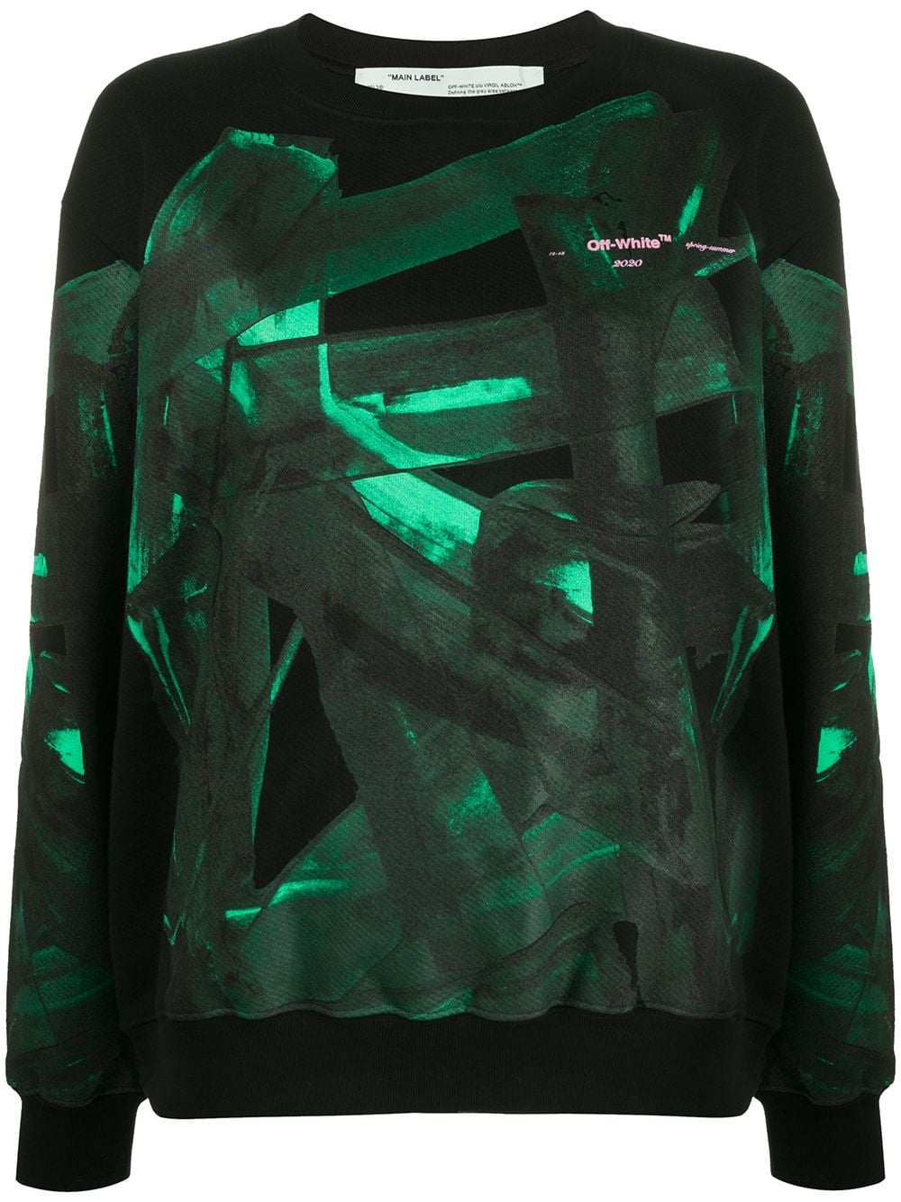 off white shirt black green