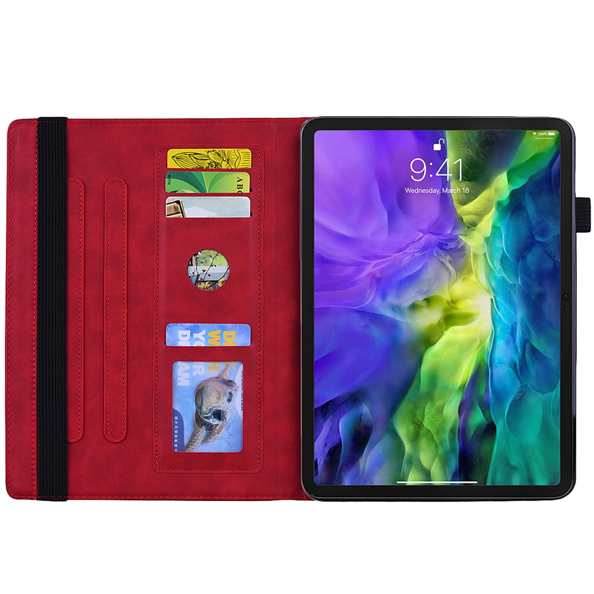 K-Lion for Apple iPad 10th Generation Folio Flip Case, 2022 iPad 10.9 Inch Case with  Pencil Holder & Card Holder Slots,Luxury PU Leather Shockproof Stand Slim Shell Cover for iPad A2757 A2777,Red