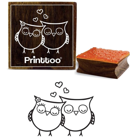 Printtoo Owl Pattern Square Wooden Rubber Stamp Craft Textile Scrap-booking Block-2 x 2 Inches