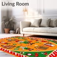 thumbnail image 2 of ODIKA 2'x3' Machine Washable Non-Slip Area Rug, Whimsical Santa Workshop Pair Cushioned Standing Support High Traffic Rug with Pad, Orange, 624622, 2 of 8