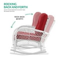 thumbnail image 4 of VIVIJASON 3-Piece Outdoor Conversation Bistro Set, Patio Wicker Rocking Chairs Rattan Furniture Sets w/ 2 Rattan Chairs, Cushions, Glass Top Side Table for Garden Porch Backyard (White Wicker/Red), 4 of 7