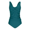 thumbnail image 5 of qucoqpe Womens Tankini Swimsuits Fashion Solid Color Two Piece Tummy Control Bathing Suits Vacation Beach Swimwear, 5 of 7