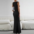 thumbnail image 4 of Enjoytime Dresses for Women Crew Neck Sleeveless Textured Bodycon Maxi Dress Slim Flare Hem Elegant Party Dress, 4 of 7
